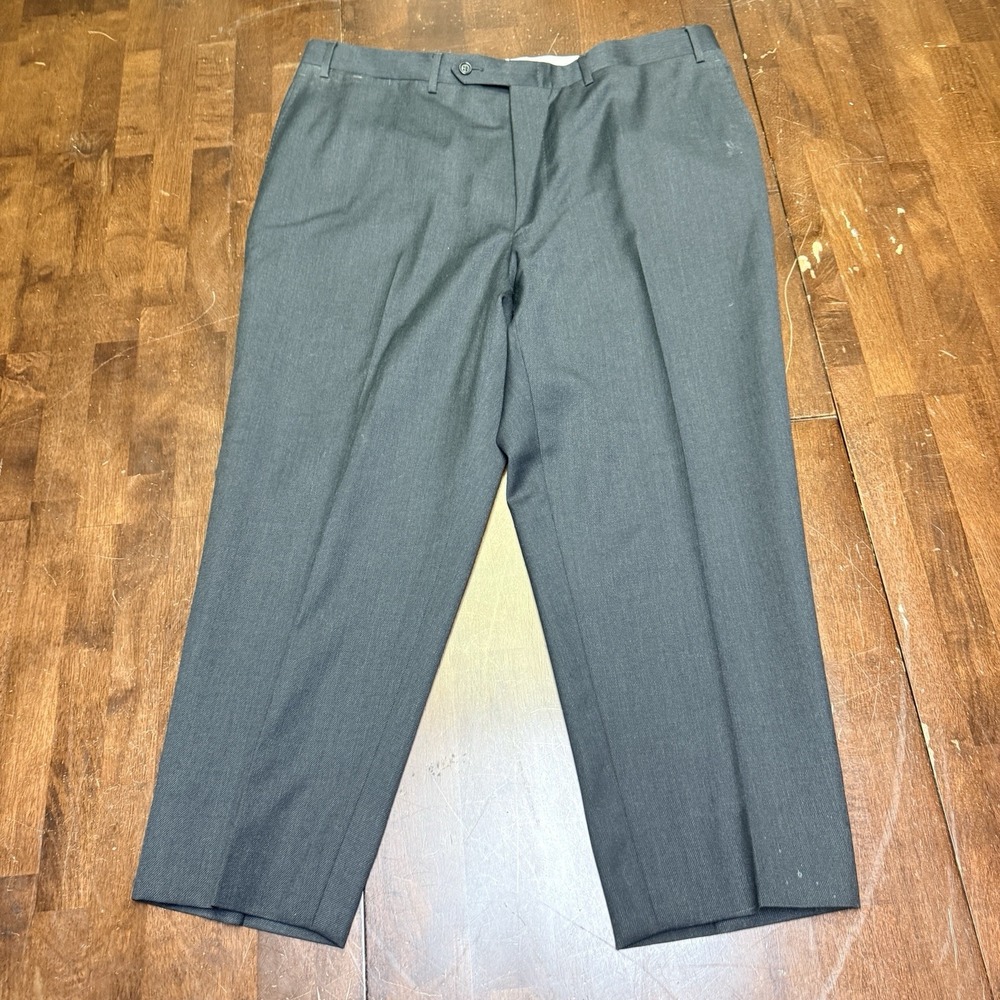 Canali Dress Pants Mens 37X25 Gray Classic Fit Wool Solid Italy Extra Hem Length